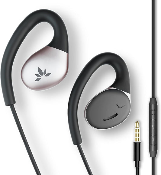 Avantree Resolve - AUX 3.5mm Wired Open-Ear Earbuds & in-Line Volume Control, Designed for Small - Medium Ears, Compatible with Traditional 3.5mm AUX Phones Tablets PC, Corded Headphones with Ear Hook