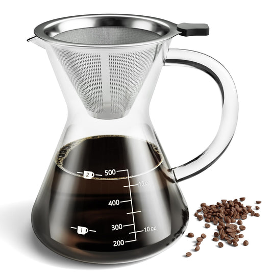 Love ̢‰âÛÏ Kankei? Coffee Server, Pour Over Coffee Dripper, Heat-Resistant Glass Stainless Steel Filter 2 Layer Mesh Filter No Microwave Safe 2 ̢‰âÛÏ 4 Six 500ml