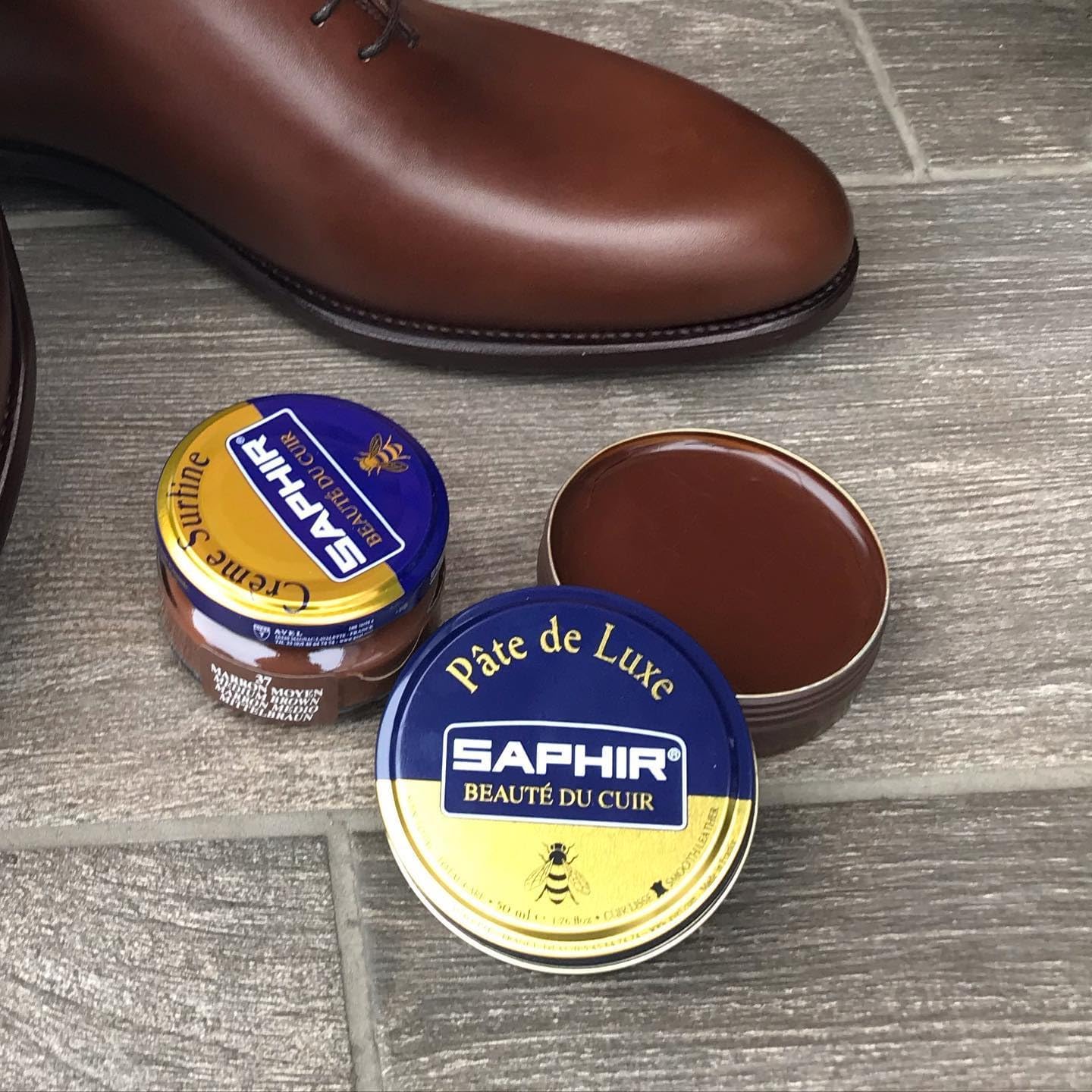 Saphir Shoe Polish Pate de Luxe 50ml Tin - Made in France - Black