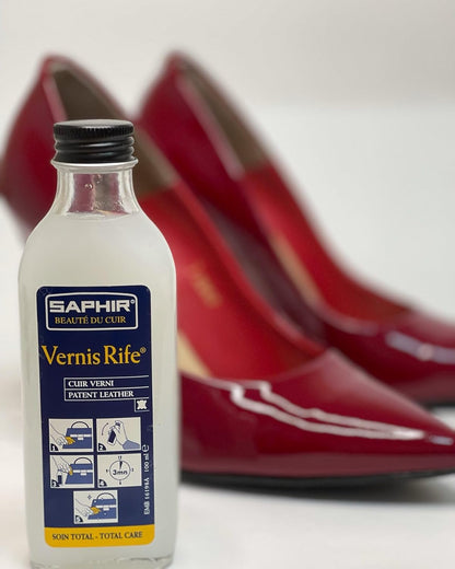 SAPHIR Vernis Rife - Patent Leather Cleaner - Shine, Clean and Protect against Cracking - Black - 100mL