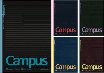 KOKUYO Composition Notebooks, 5 Pack Campus Semi-B5 Comp Book with Dot A 7mm Ruled, 30 Sheets, School Lined Notebook in Black, Journal Notebook for Women Work Study Note Taking. (NO-3CDATNX5)