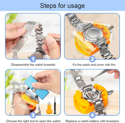 JOREST Watch Battery Replacement Kit, Watch Repair Screwdriver, Watch Band Replacement tool, Watch Wrench Back Remover, Watch Case Opener, Watch Back Remover Holder, Spring bar, Tweezers