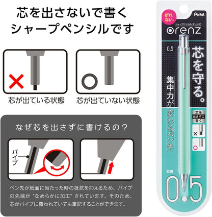 Pentel Core Not Break Mechanical Pencil, Mint green (XPP505-GD)
