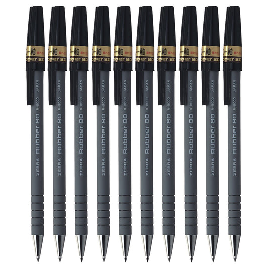 ZEBRA Ballpoint Pen Rubber 80 (0.7mm) [Black] x 10 pieces (Japan Import)