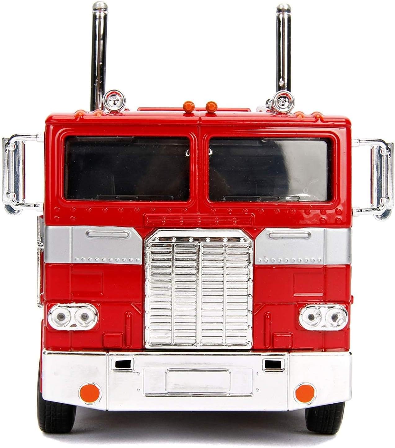 Jada Toys Transformers G1 Optimus Prime Truck with Robot on Chassis Die-cast Car,Red, 1: 24 Scale