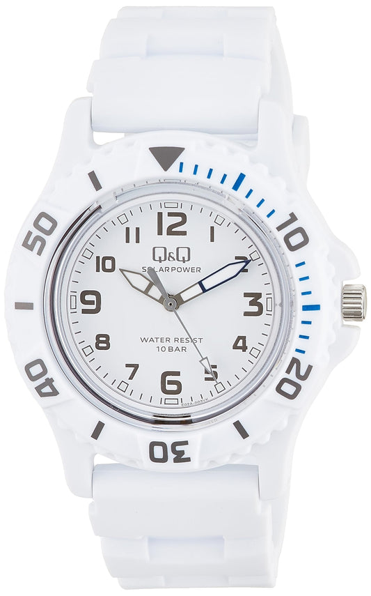 Citizen Q&Q Analog Solar Watch, Water Resistant to 10 ATM, Urethane Strap, white/white, Classic
