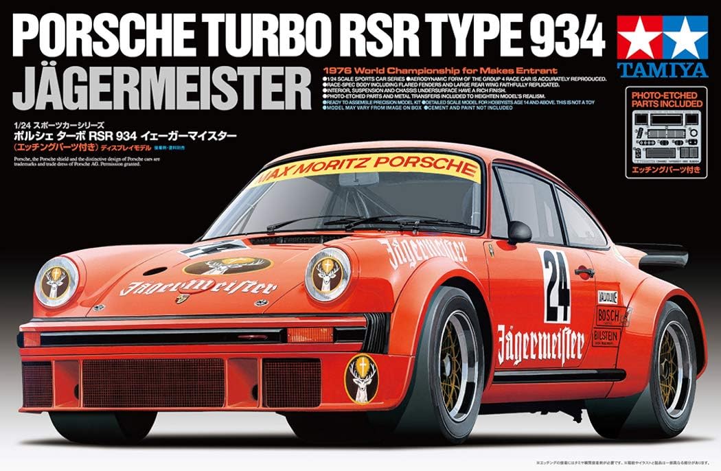 Tamiya Porsche Vehicle 300024328 934 Jaegermeister Car Model Kit 1:24, Orange