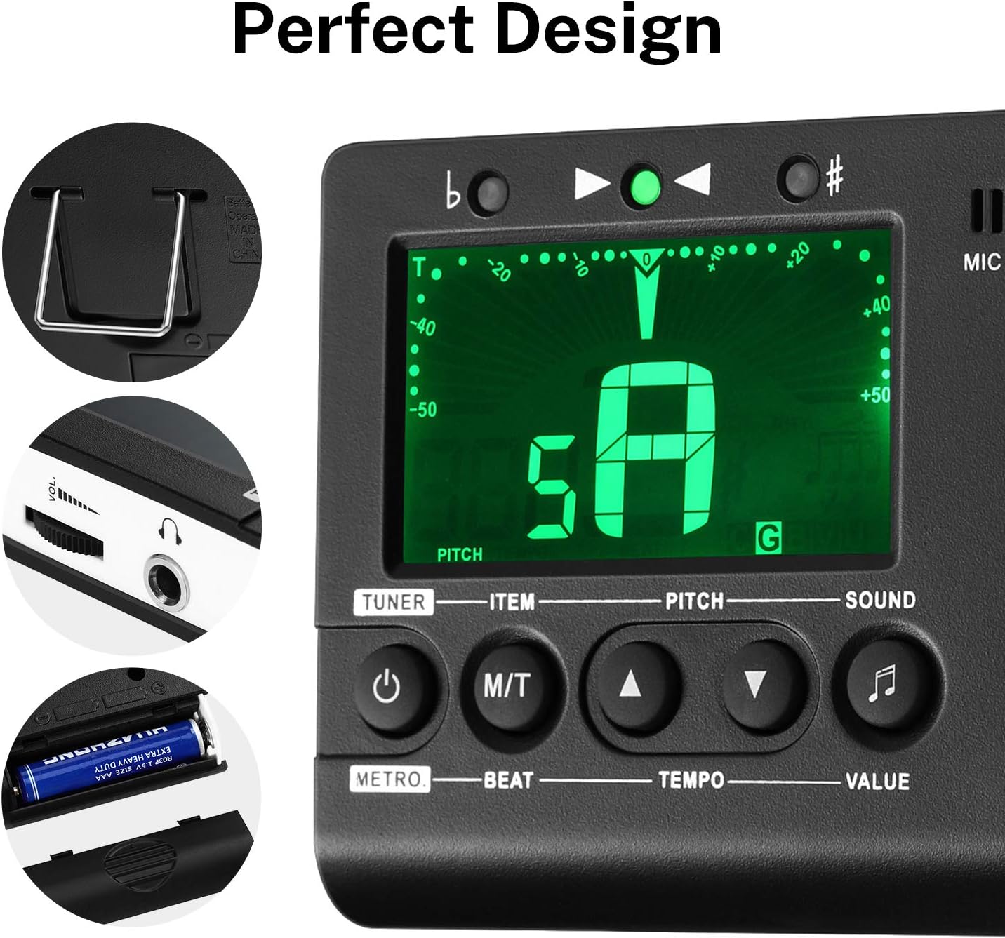 Donner Metronome Tuner for All Instruments - Guitar, Bass, Violin, Ukulele, Trumpet, Chromatic, Clarinet, Flute, 3 in 1 Digital Metronome with Tuner/Metronome/Tone Generator, DMT-01