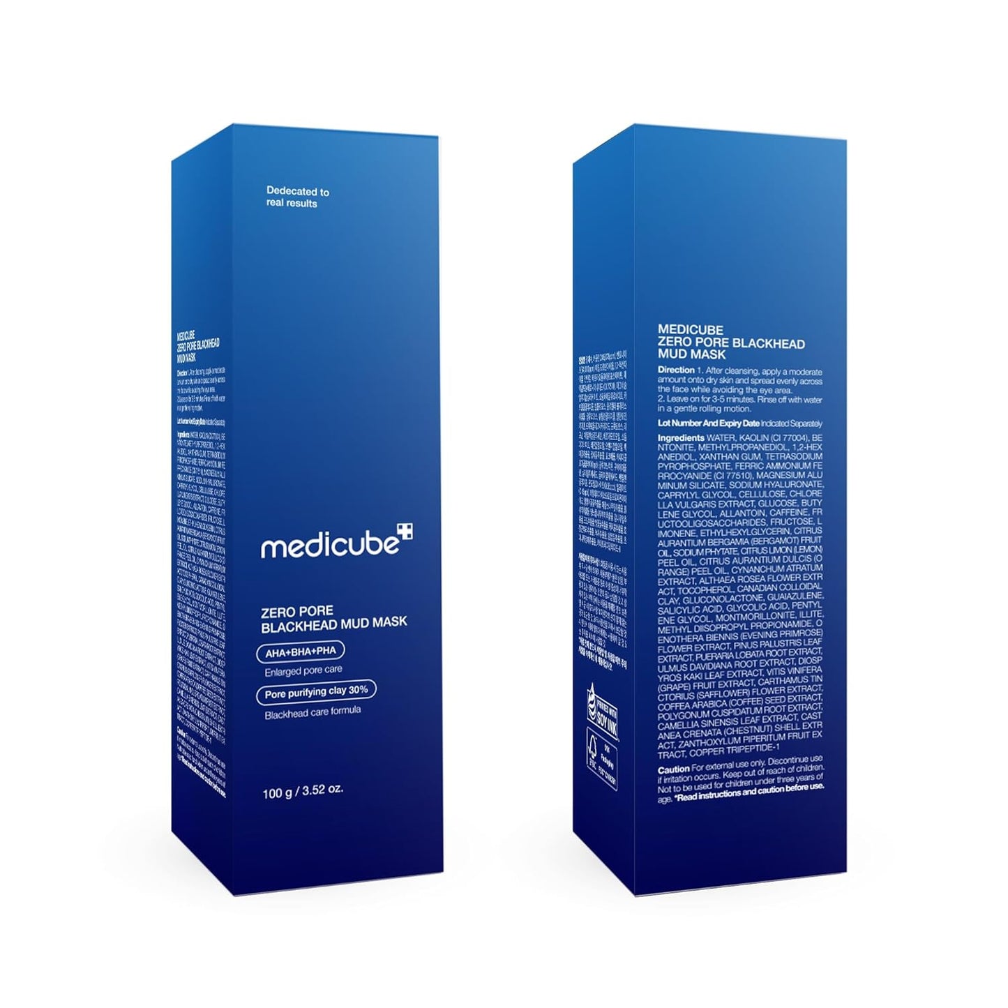 medicube Zero Pore Blackhead Mud Facial Mask - Skin Cooling & Pore Tightening - 3 Minute Quick Dry Formula with AHA, BHA, PHA, and Pore-Purifying Clay - Korean Mud Mask 3.52 oz