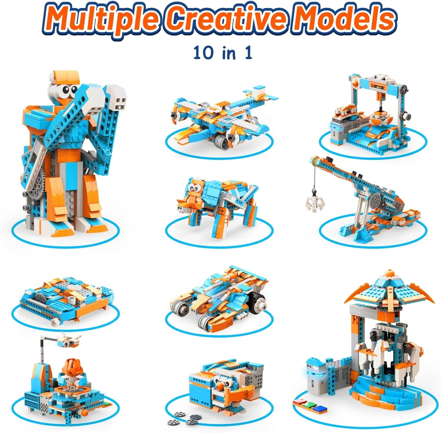 Apitor Robot S Robot Building Kit, 10 in 1 Programmable APP RC Robot/Car Robotics Coding Kit, STEM Projects Educational Birthday Gifts for Boys Girls Kids Aged 7-12 (389 Pcs)