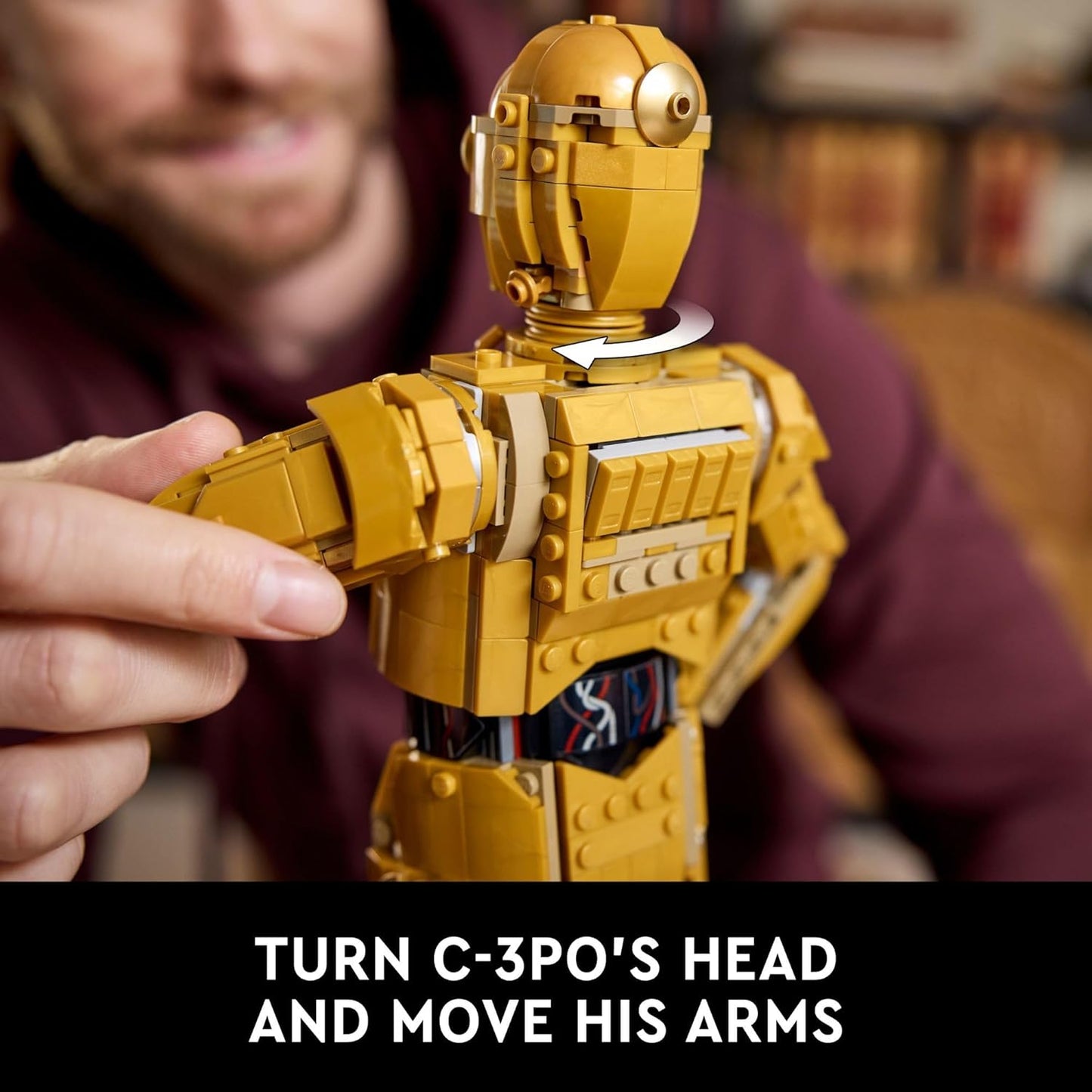 LEGO Star Wars C-3PO Buildable Droid Figure 75398 with C-3PO Minifigure Assembly and Display Model Star Wars