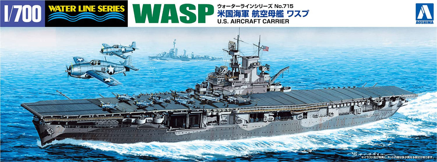 Aoshima 1/700 Water Line No.715 U.S.S Aircraft Carrier WASP Model Kit(Japan Import)