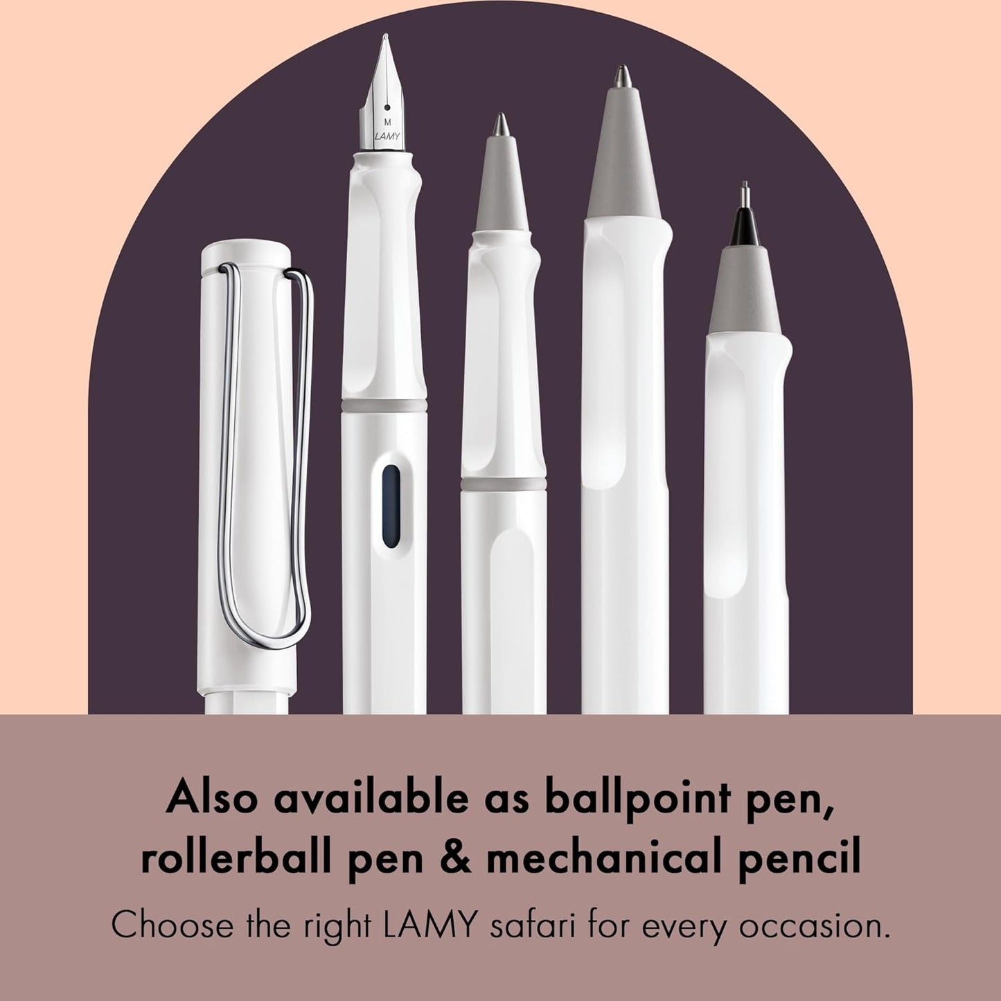 LAMY safari white - Fountain Pen with ergonomic grip & polished steel nib in size EF - ideal for any Writing & Calligraphy - including LAMY T 10 blue cartridge - Right-Handed close up nib