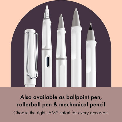 LAMY safari white - Fountain Pen with ergonomic grip & polished steel nib in size EF - ideal for any Writing & Calligraphy - including LAMY T 10 blue cartridge - Right-Handed close up nib