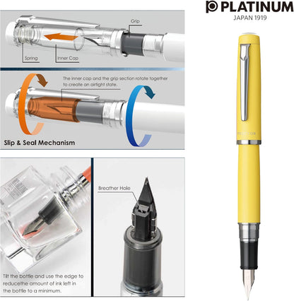 PLATINUM PNS-5000 68-3 Fountain Pen, Procion #68, Citron Yellow, Medium Point