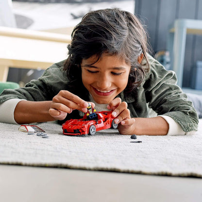 Lego 76895 Speed Champions Ferrari F8 Tributo Racer Toy, with Racing Driver Minifigure, Race Cars Building Sets, 7 years and up.
