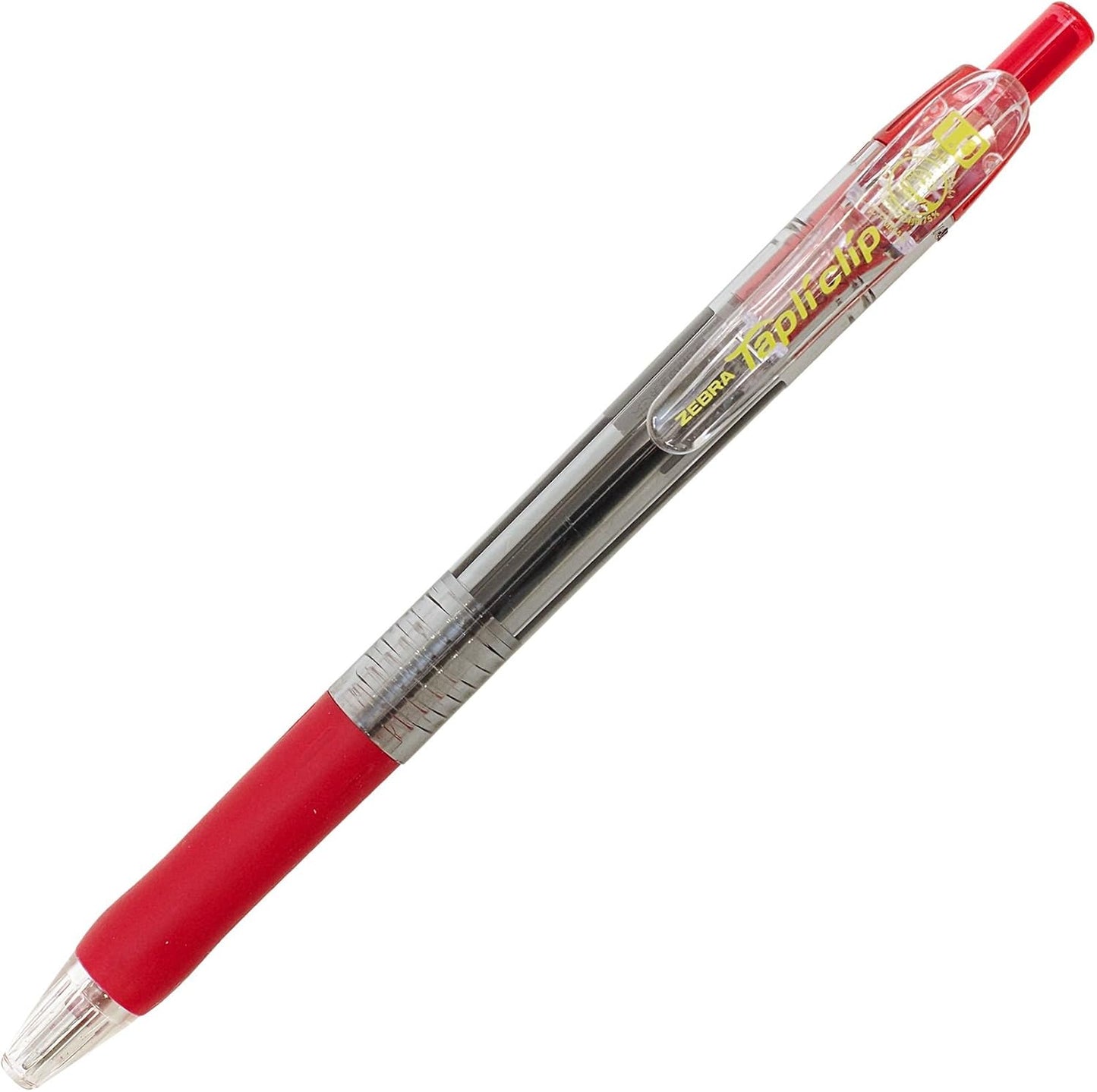 ZEBRA Knock Oil-Based Ink Ballpoint Pen, TapliClip, 1.0, Red Ink