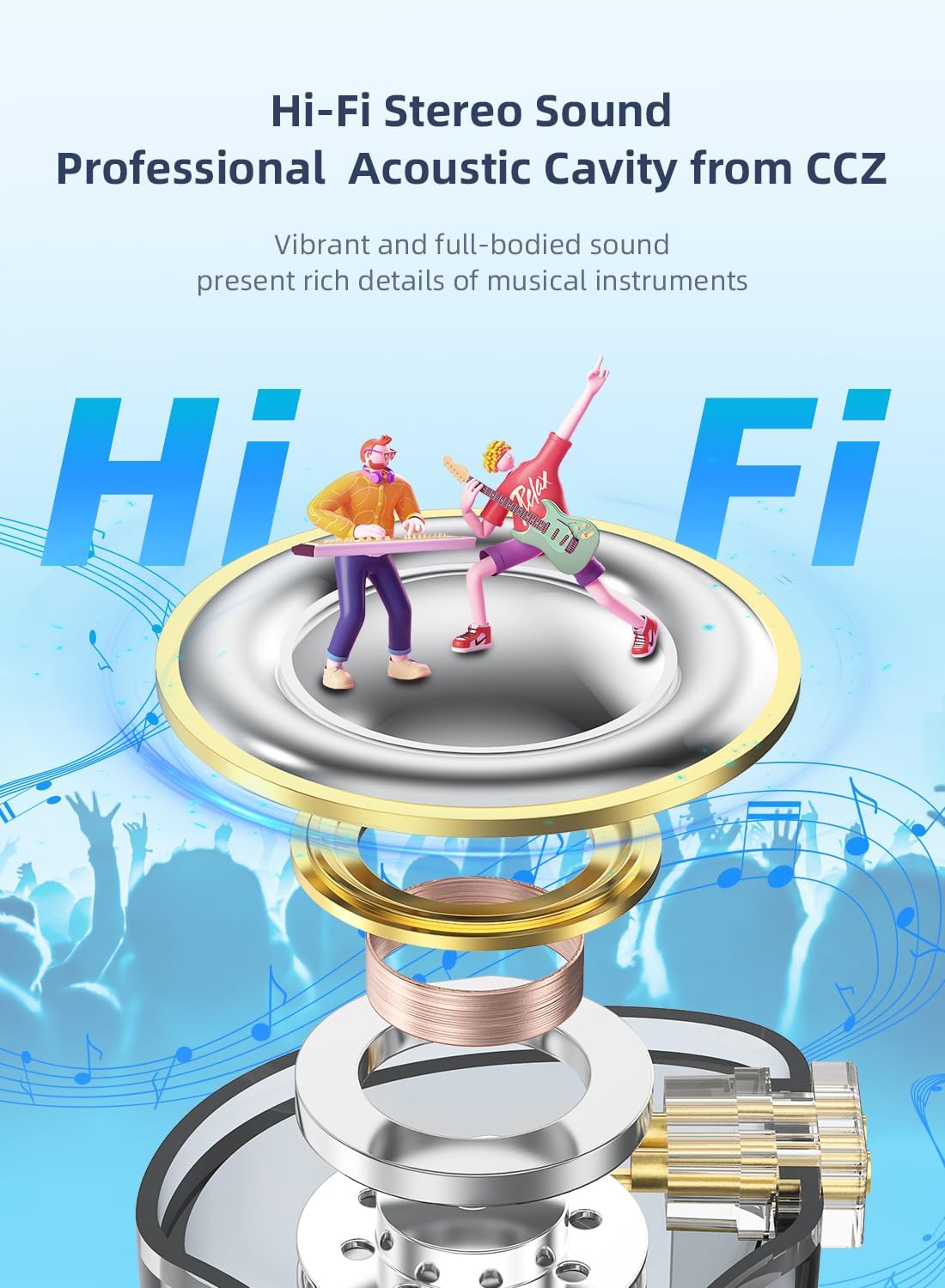 In Ear Monitor Wired Headphone, CCZ BC02 Dynamic Driver Bass Wired Headphone, Professional Hifi Earphone,Stereo Sound IEM Earbuds Earphone,CCZ In Ear Monitor for System (Silver Black, with MIC)???