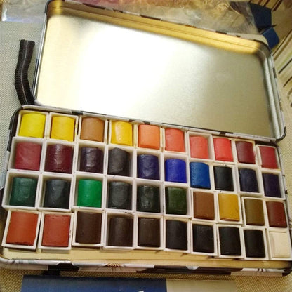 Empty Watercolor Tins Paint Palette with 40Pcs Empty Half Pans Carrying Magnetic Squares - Starry Night by Vincent Van Gosh