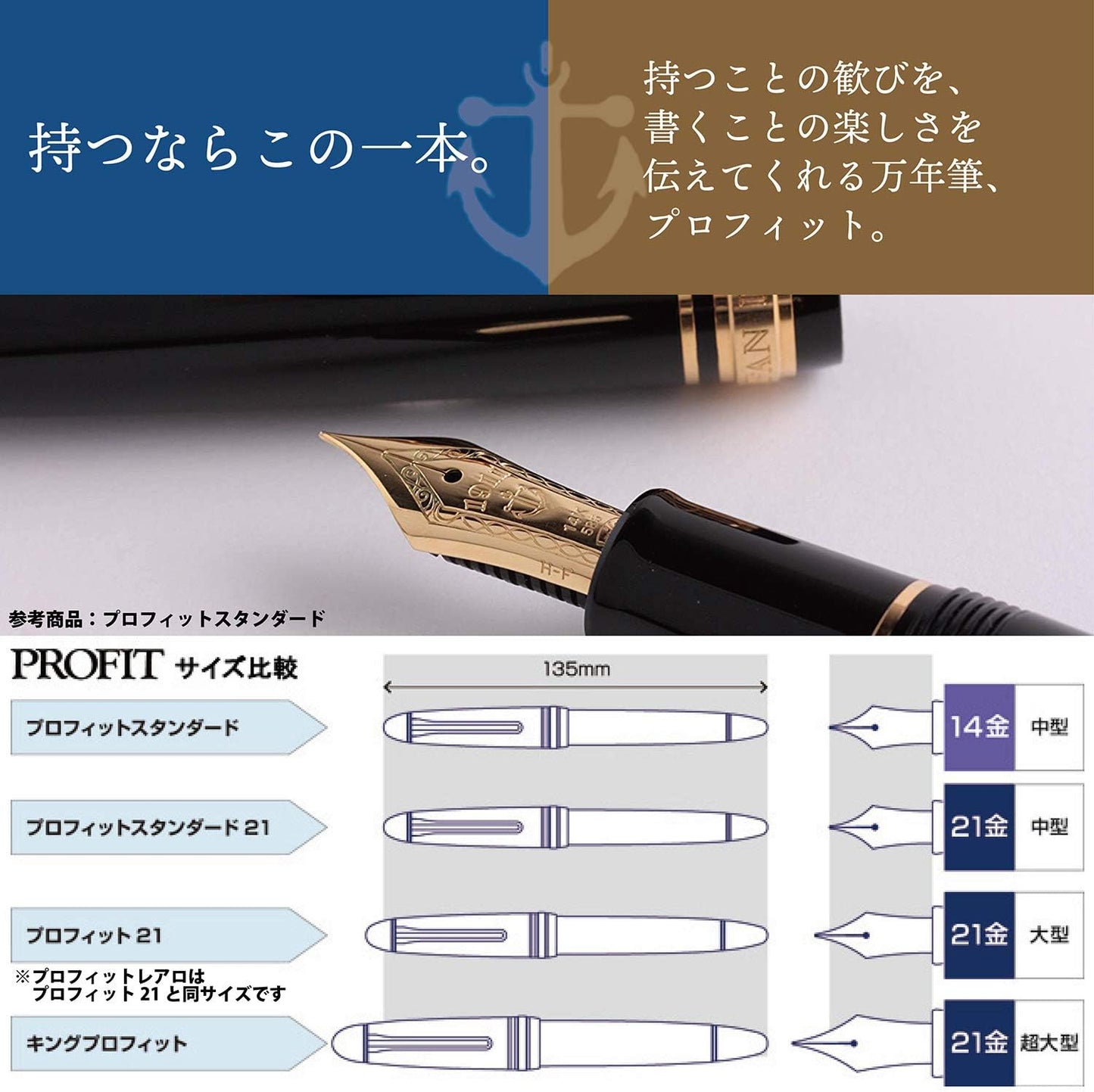 Sailor Fountain Pen, Profit Fountain Pen, Rearo, Black, Bold 11-3924-620, Black/Bold close up nib