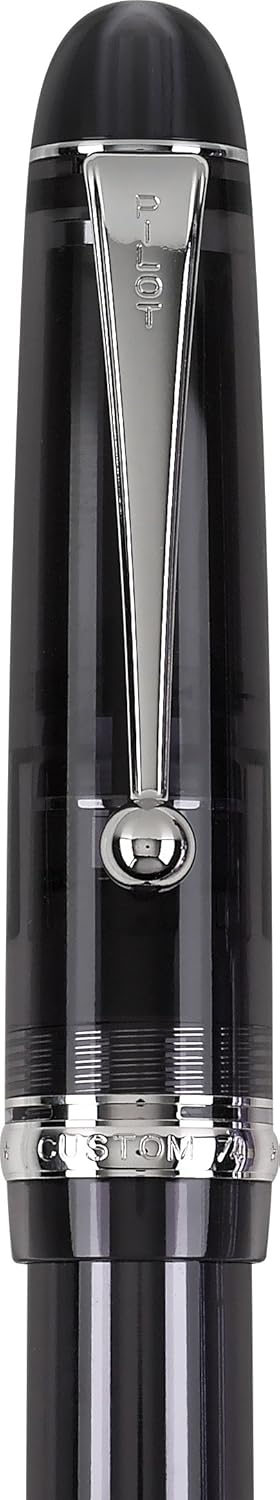 PILOT Custom 74 Fountain Pen, Black Smoke Barrel, Medium Nib (60955) side view