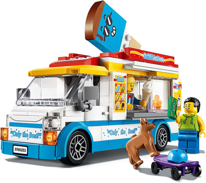 Lego City Ice-Cream Van 60253 Playset, Featuring an Ice-Cream Van, Ice-Cream Lady and Skateboarder Minifigures, and a Cute Dog Figure; Great Gift for Kids (200 Pieces)
