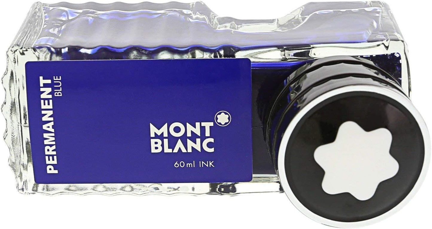 Montblanc Ink Bottle Permanent Blue 107756 ??? Document-Proof Refill Ink in Navy Blue for Fountain Pens, Quills, and Calligraphy Pens ??? 60ml Inkwell