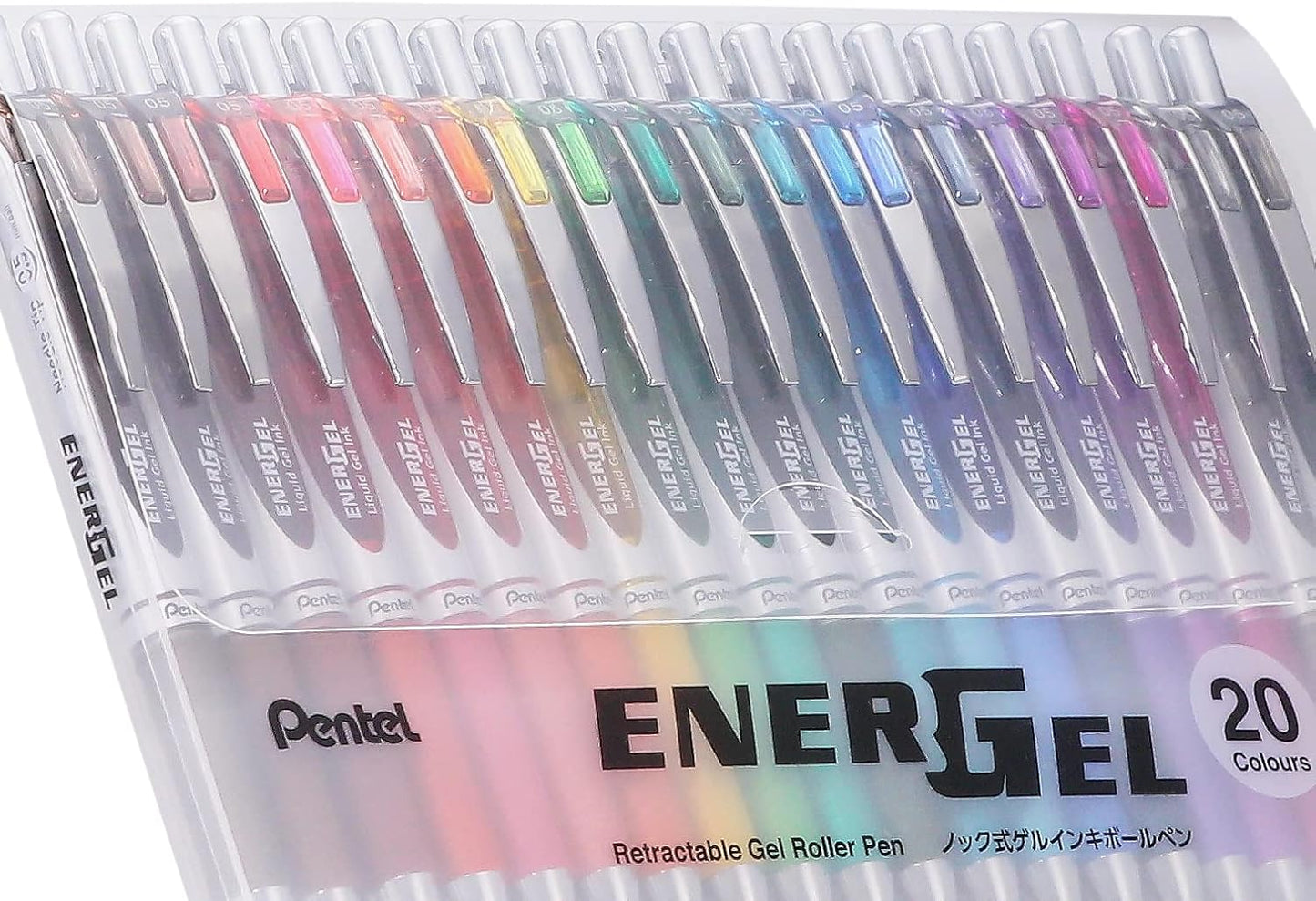Pentel BLN75Z-20 Gel Ink Ballpoint Pen, EnerGel 0.5mm, Limited Edition 20 Colors