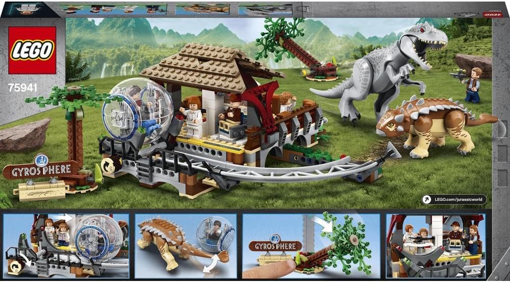 LEGO 75941 Jurassic World Indominus Rex vs. Ankylosaurus Dinosaurs Set with Gyrosphere
