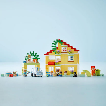 LEGO 10994 DUPLO Town 3in1 Family House Building Set with Dollhouse, Includes Toy Animals, Toy Car and Minifigures, Construction Kit for Toddler with Luminous Light Block, Gift Idea, from 3 Years