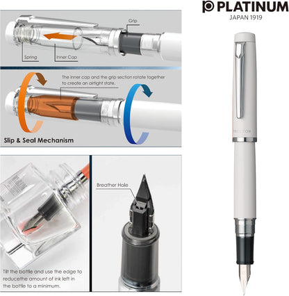 PLATINUM PNS-5000 3-3 Fountain Pen, Procion #3, Porcelain White, Medium Point