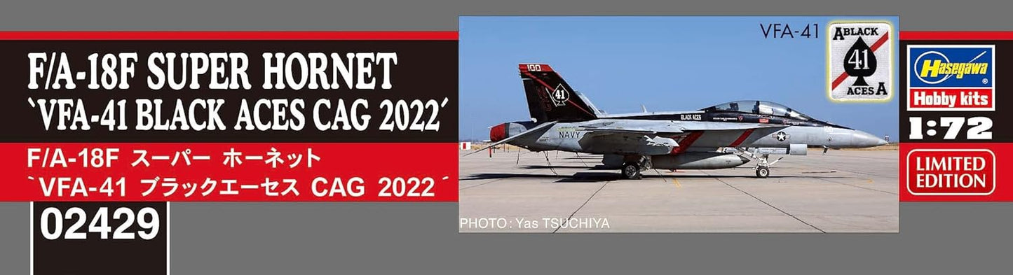 Hasegawa VFA-41 1/72 US Navy F/A-18F Super Hornet Black Aces Cag 2022 Plastic Model 02429