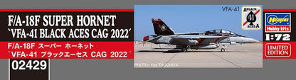 Hasegawa VFA-41 1/72 US Navy F/A-18F Super Hornet Black Aces Cag 2022 Plastic Model 02429