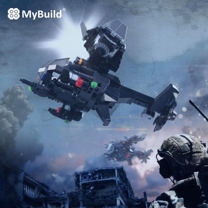 MyBuild Armed Forces Raider X 6016 - High Speed Stealth Helicopter Toy Building Bricks - Mobilize Your Army Air Force Toy Vehicle
