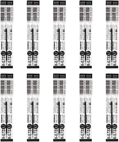 ZEBRA B-BR-6A-K-BK Oil-Based Ballpoint Pen Refill, Jim Knock, K-0.7 Core, Black, 10 Pieces