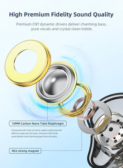 In Ear Monitor Wired Headphone, CCZ BC02 Dynamic Driver Bass Wired Headphone, Professional Hifi Earphone,Stereo Sound IEM Earbuds Earphone,CCZ In Ear Monitor for System (Silver Black, with MIC)???