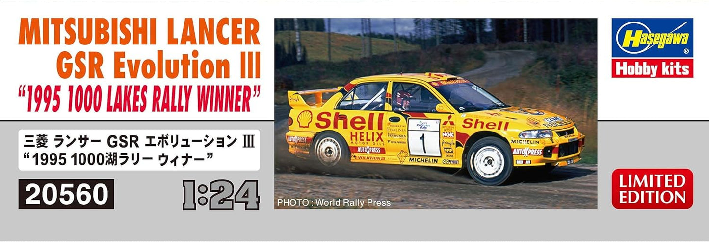 Hasegawa 1:24 Mitsubishi Lancer GSR Evolution III '1995 1000 Lakes Rally Winner'