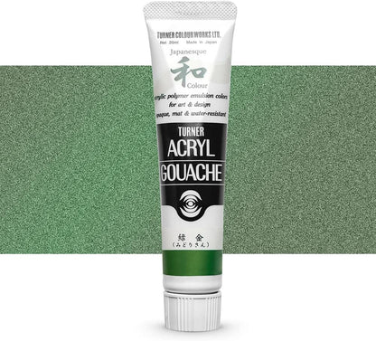 Turner Colour Works Acryl Gouache Artist Acrylic Paint - Single 20 ml Tube - Japanesque Green Gold (Metallic)