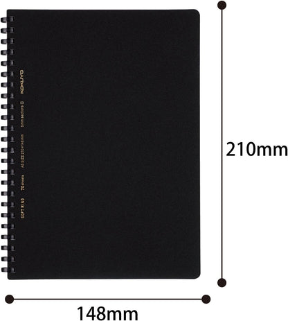 Kokuyo Spiral Graph Notebook, 8.3'' x 5.8'' Business Journal A5 Soft Ring Notebooks with 5mm Grid Ruled, 70 Perforated Sheets, Black 1 Subject Notebook, Note Taking for Work.Japan Import(SU-SV437S5-D)