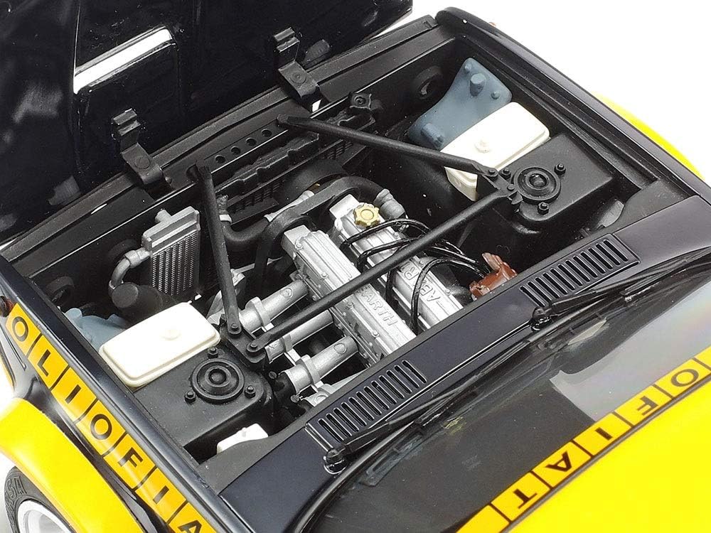 Tamiya 20069-000 300020069 Fiat Vehicle 1:20 131 Abarth Rally Olio, Faithful Replica, Making, Plastic, Crafts, Hobby, Gluing, Model kit, Assembly, unpainted, Blue/Yellow, Mittel