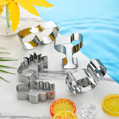 Didaey 10 Pieces Summer Pool Cookie Cutters Pineapple, Ice Cream, Flamingo, Flip Flop Sunglasses, Watermelon Cookie Cutters Molds for Summer Tropical Beach Pool Party Supplies Decorations