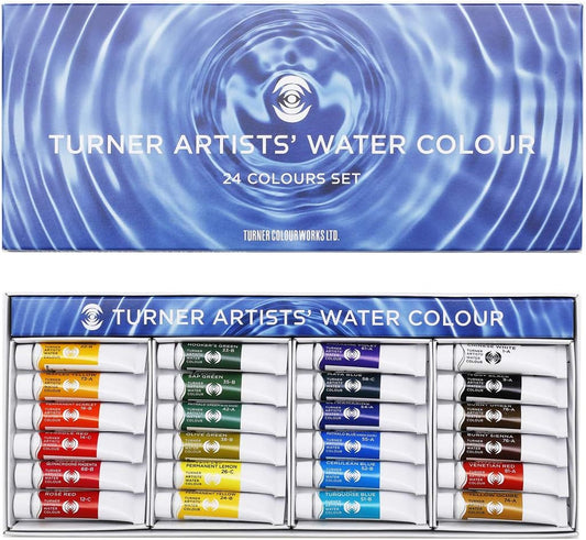 Turner's WT00524C Transparent Watercolor Paint, Set of 24 Colors, 0.16 fl oz (5 ml)