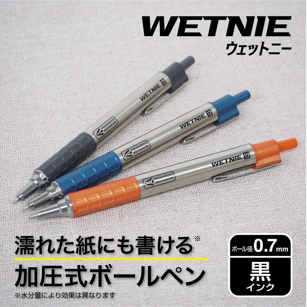 ZEBRA P-BA100-OR Oil-based Ballpoint Pen, Wet Knee, 0.7mm, Orange Axis, Black Ink