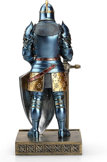 HDMbigmi King's Guard Ornament Knight Statue for Desk, Desktop Accessories Pen Holder Pen Stand Paperweight for Office and Home (Blue)