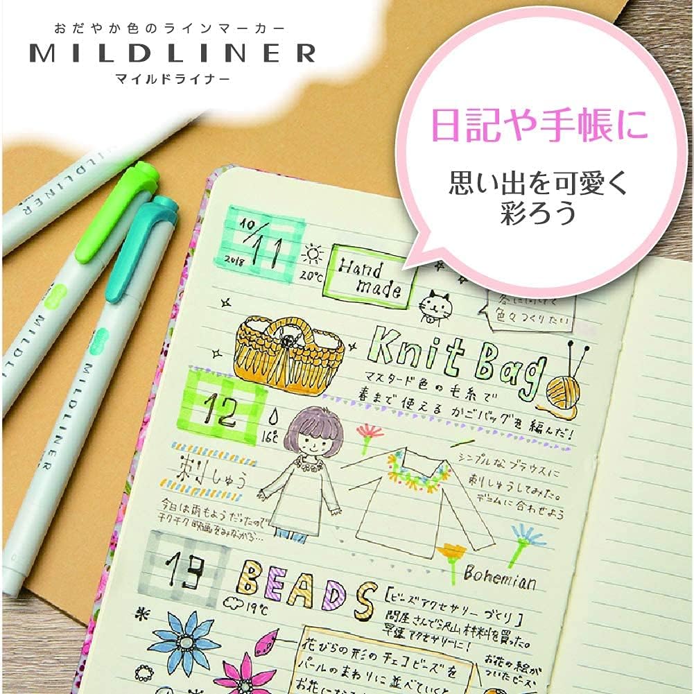 ZEBRA Mildliner WKT5-5C-3A Highlighter, 5 Color Set, Ladybug A