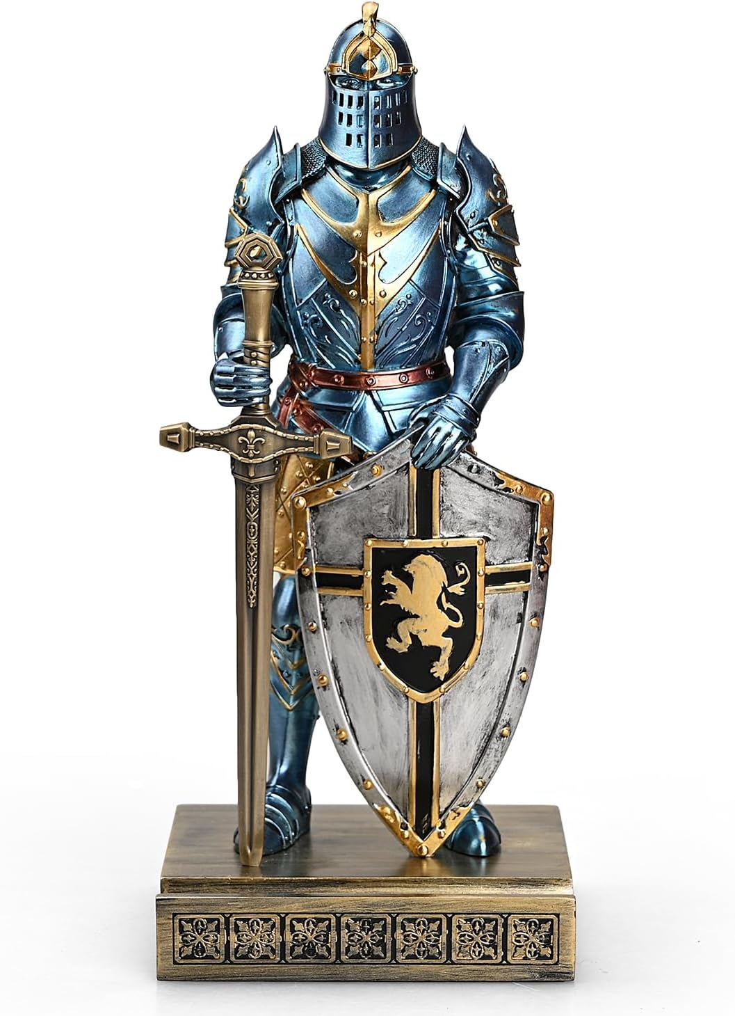 HDMbigmi King's Guard Ornament Knight Statue for Desk, Desktop Accessories Pen Holder Pen Stand Paperweight for Office and Home (Blue)