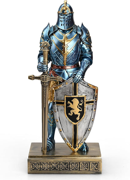 HDMbigmi King's Guard Ornament Knight Statue for Desk, Desktop Accessories Pen Holder Pen Stand Paperweight for Office and Home (Blue)