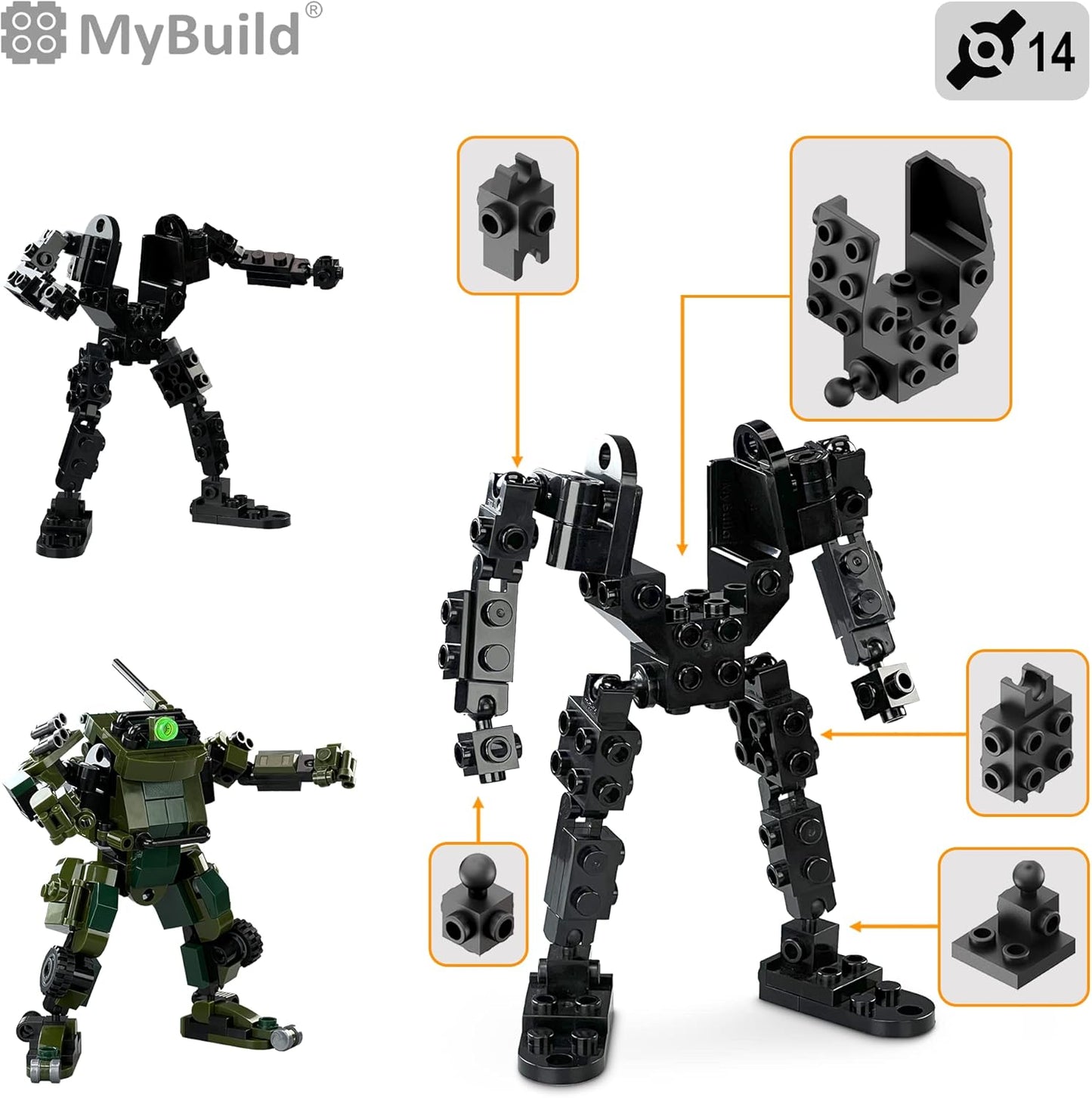MyBuild Mecha Frame Armed Forces 7002 - Ajax Mech and Army Vehicle Building Toy Military Themed Builing Brick Set