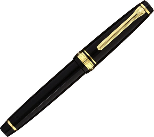 Sailor Fountain Pen, Professional Gear Slim Gold Black Fine Point 11-1221-220, main image
