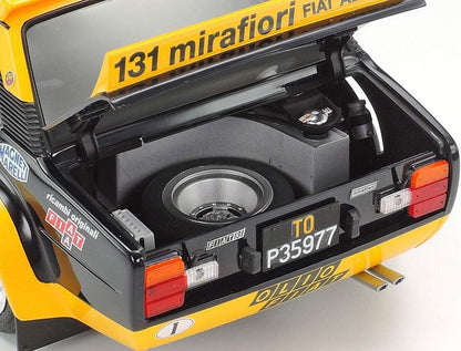 Tamiya 20069-000 300020069 Fiat Vehicle 1:20 131 Abarth Rally Olio, Faithful Replica, Making, Plastic, Crafts, Hobby, Gluing, Model kit, Assembly, unpainted, Blue/Yellow, Mittel